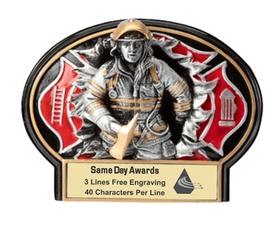 Burst Thru Fireman<BR> Wall Plaque or  Stand Up Trophy<BR> 7 1/4" x 5.5"