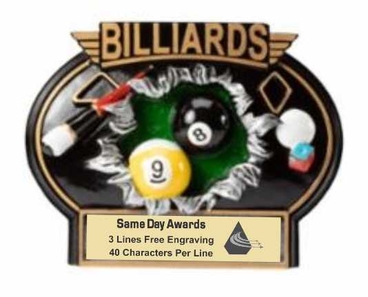 Burst Thru Billiards<BR> Plaque or Trophy<BR> 7 1/4" x 5.5"