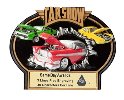 Burst Thru Car Show II<BR> Wall Plaque or Stand Up Trophy<BR> 7 1/4" x 5"