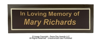 Outdoor Bench Plaque <BR> Cast Aluminum <BR> Brown and Gold<BR> 3x9 Inches