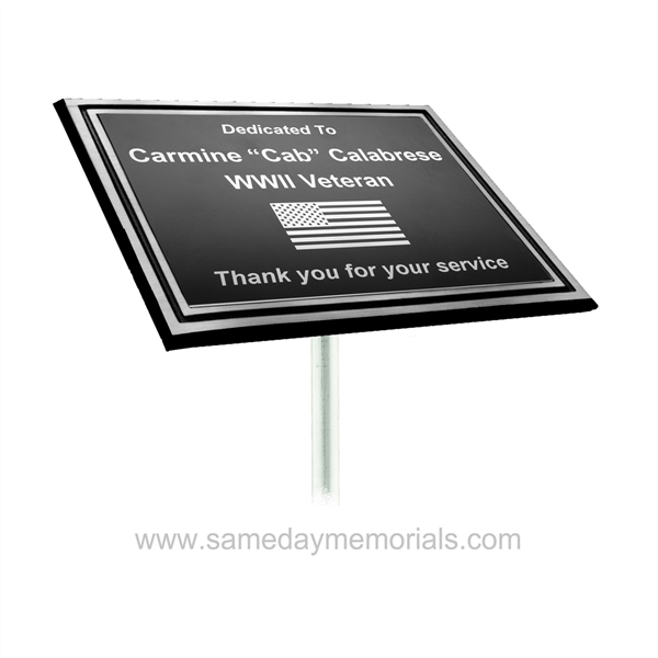 6"X8"<BR> Outdoor Plaque<BR> Silver Double Border<BR> Cast Aluminum Plaques<BR>With Stakes