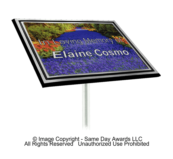 6" x 8" Full Color <BR> Outdoor Plaque<BR> Cast Aluminum <BR>With Stakes