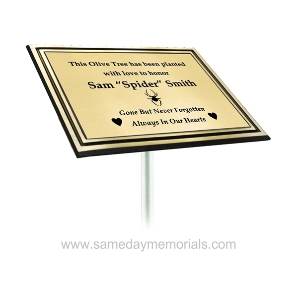 6" x 8" Outdoor Plaque<BR> Gold Double Border<BR> Cast Aluminum Plaques<BR>With Stake