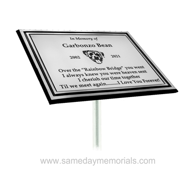 8" x 10" Outdoor Plaque<BR> Silver Double Border<BR> Cast Aluminum Plaques<BR>With Stake