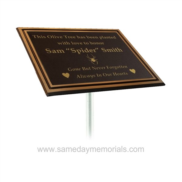 8" x 10" Outdoor Plaque<BR> Gold Double Border<BR> Cast Aluminum Plaques<BR>With Stake