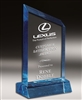 Executive Wedge<BR> Blue Acrylic Trophy<BR> 7.25 Inches