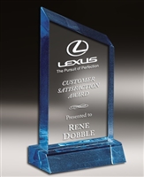 Executive Wedge<BR> Blue Acrylic Trophy<BR> 6.25 or 7.25 Inches