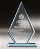Executive Triangle<BR> Blue Acrylic Trophy<BR> 7.75 Inches
