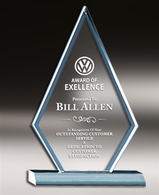 Executive Triangle<BR> Blue Acrylic Trophy<BR> 6.75 Inches
