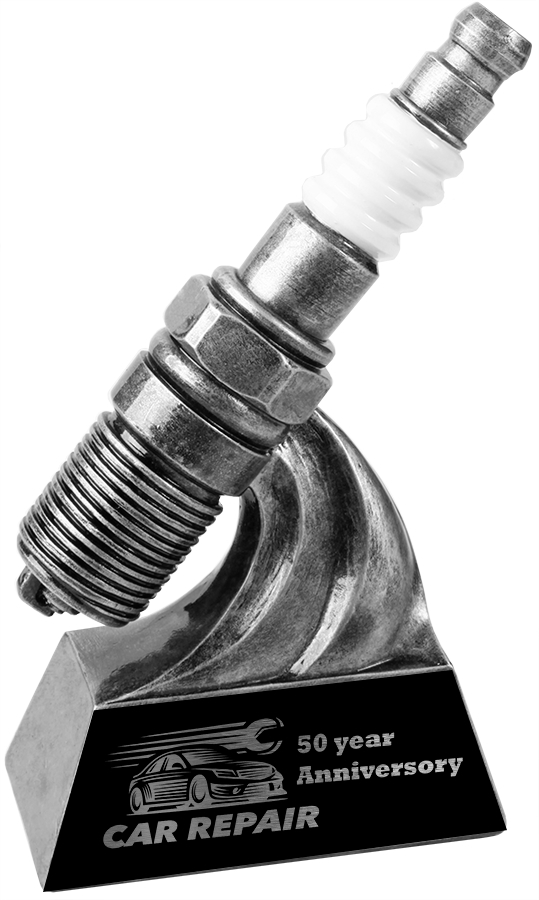 Silver Spark Plug Trophy<BR> 6 & 8 Inches