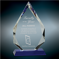 Premium Blue Diamond<BR> Crystal Trophy<BR> 7.75 or 10.25 Inches