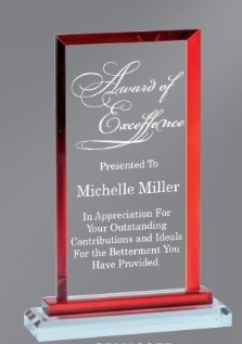 Red Billboard<BR> Premium Glass Trophy<BR>8.75 Inches