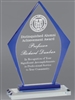 Blue Arrowhead<BR> Premium Glass Trophy<BR>8.5 Inches