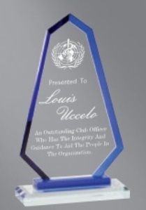 Blue Apex<BR> Premium Glass Trophy<BR>8.5 Inches