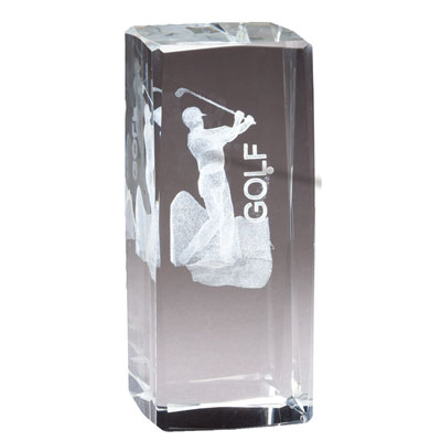 Jr. Collegiate<BR> Male Golf<BR> Crystal Trophy<BR> 4.5 Inches