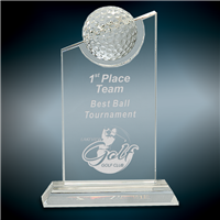 Golf Peak<BR> Crystal Trophy<BR> 7.5 to 9.5 Inches