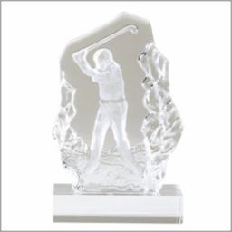 Sculpted Golf Iron<BR> Crystal Trophy<BR> 6.75 Inches