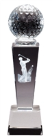 Collegiate Male Golf<BR> Crystal Trophy<BR> 8.75 Inches
