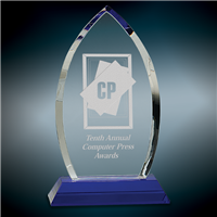 Premium Blue Cascade<BR> Crystal Trophy<BR> 9 Inches