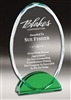 Green Oval<BR> Crystal Trophy<BR> 6.25 or 8 Inches