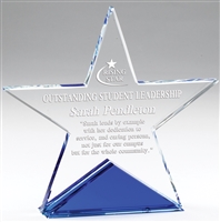 Blue Star<BR> Crystal Trophy<BR> 5 or 5.75 Inches