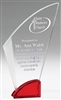 Red Fan<BR> Crystal Trophy<BR> 7.25 or 8.75 Inches