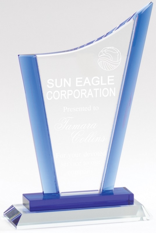 Blue Edge<BR> Crystal Trophy<BR> 7 Inches