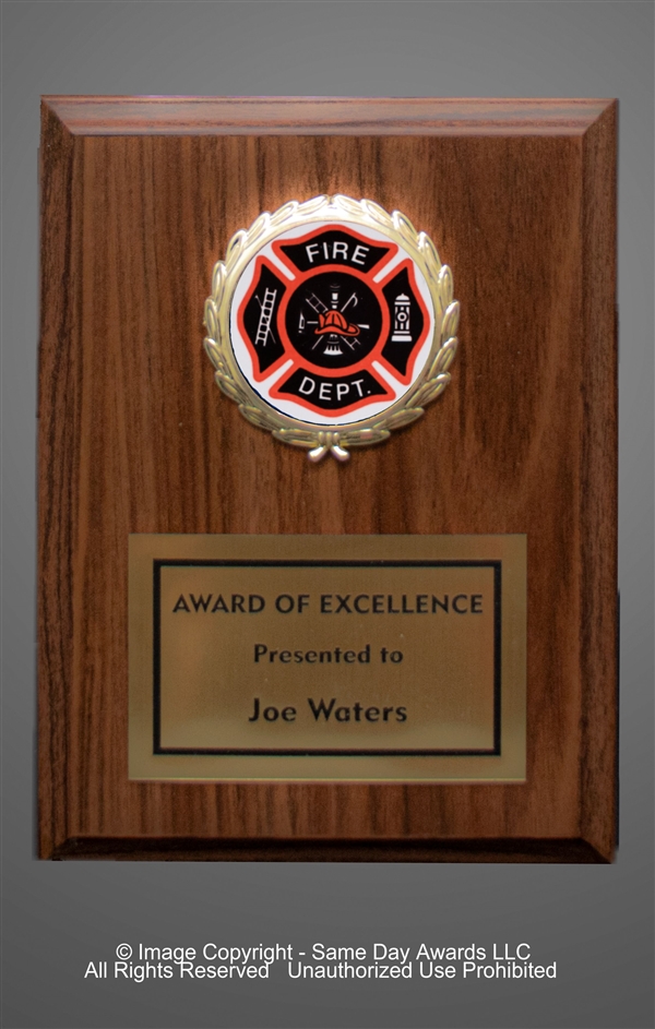 Magic Plaque<BR> Fire Dept.<BR> 5x7 to 7x9 Inches