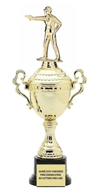 Monaco Gold Cup<BR> Civilian Pistol Shooter Trophy<BR> 13.5 to 17.5 Inches