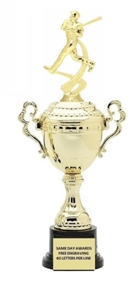 Monaco Gold Cup<BR> Male Motion Baseball Batter Trophy<BR> 13.5 to 17.5 Inches