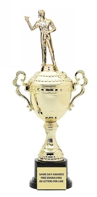 Monaco XL Gold Cup<BR> Male Dart Thrower Trophy<BR> 18.5 Inches