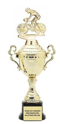 Monaco XL Gold Cup<BR> Female Racing Bike Trophy<BR> 18.5 Inches