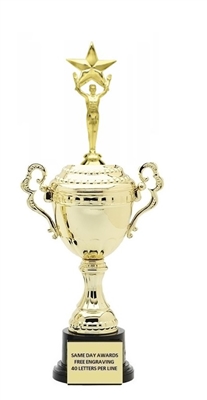 Monaco XL Gold Cup<BR> Male Victory with Star Trophy<BR> 18.5 Inches