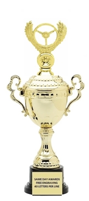 Monaco XLGold Cup<BR> Winged Wheel Trophy<BR> 18.5 Inches