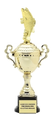 Monaco XL Gold Cup<BR> Standing Bass Trophy<BR> 18.5 Inches