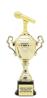 Monaco XL Gold Cup<BR> Microphone Trophy<BR> 18.5 Inches