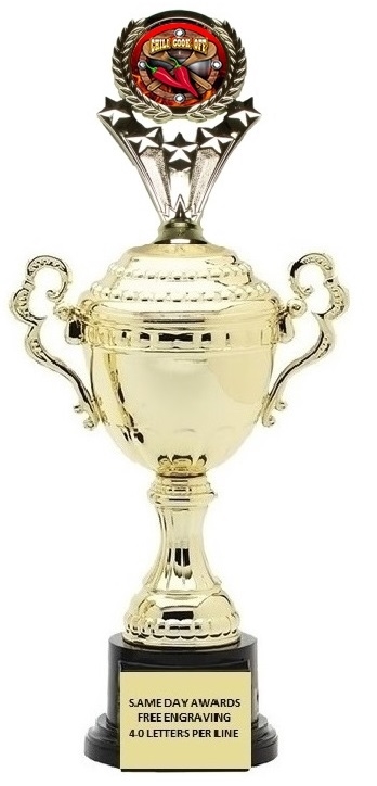 Monaco XL Gold Cup Trophy <BR>Chili Cook Off or Custom Logo<BR> 18.5 Inches