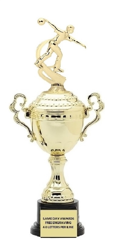 Monaco Gold Cup<BR> Male Bowling Trophy<BR> 13.5-17 Inches