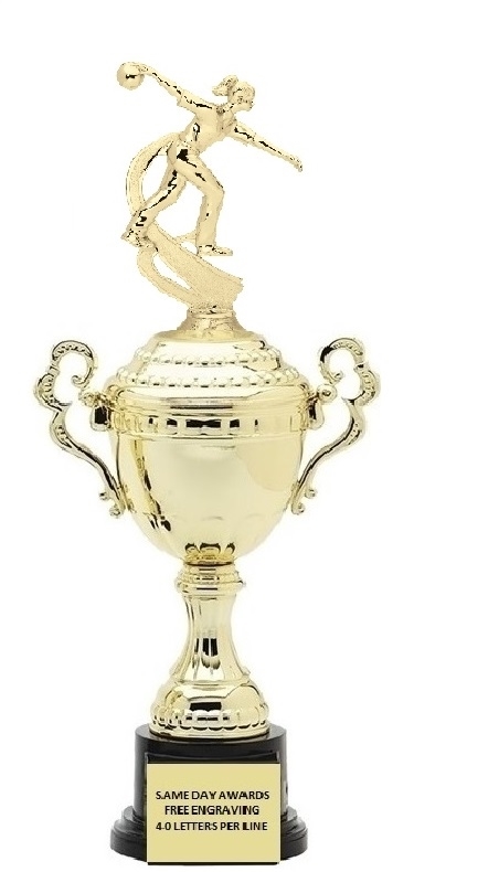 Monaco Gold Cup<BR> Female Bowling Trophy<BR> 13.5-17 Inches