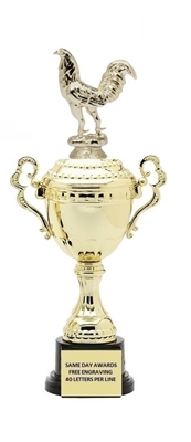 SPECIAL BUY<BR>Monaco Gold Cup<BR> Rooster Trophy<BR> 9.5-10.5 Inches