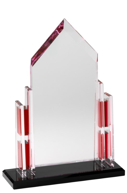 Mini Red Cathedral<BR> Crystal Trophy<BR> 9.25 Inches