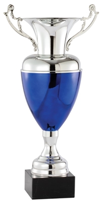 Premium Campania<BR> Silver and Blue Trophy Cup<BR> 22.25 Inches