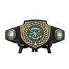 Antique Gold Shield<BR>Black Premium Championship Belts<BR> 52 Inches<BR>4 Pounds