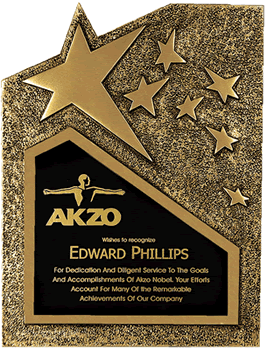 Gold Star <BR> Premier Plaque<BR> 6.75 Inches