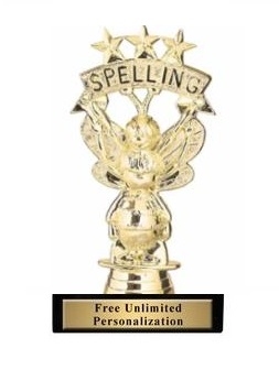 Spelling Bee with Stars<BR> Gold Trophy<BR> 5.75 Inches