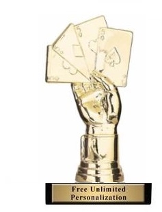 Cribbage Hand<BR> Gold Trophy<BR> 5.25 Inches