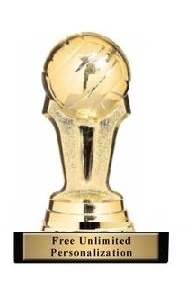 Inflation Buster<BR>Mini Volleyball<BR> Gold Trophy<BR> 3.75 Inches