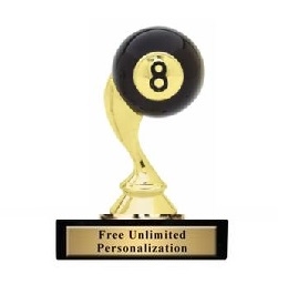 8 Ball Billiards Trophy<BR> 3.75 Inches