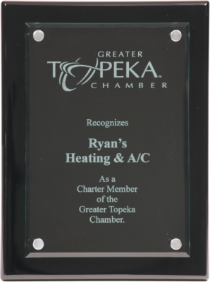 Ebony Piano Plaque<BR> Premier Corporate<BR> Floating Glass<BR> 8x10 Inches