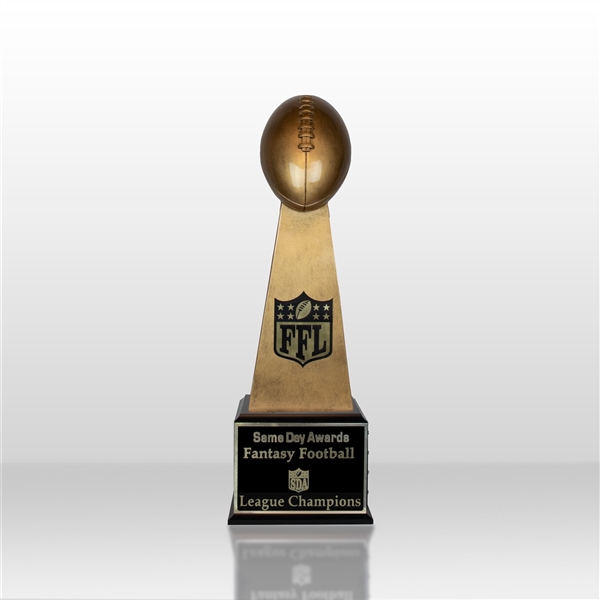 Up to 16 Year<BR>Gold Vince Tower<BR> Fantasy Football Trophy<BR> 20 Inches